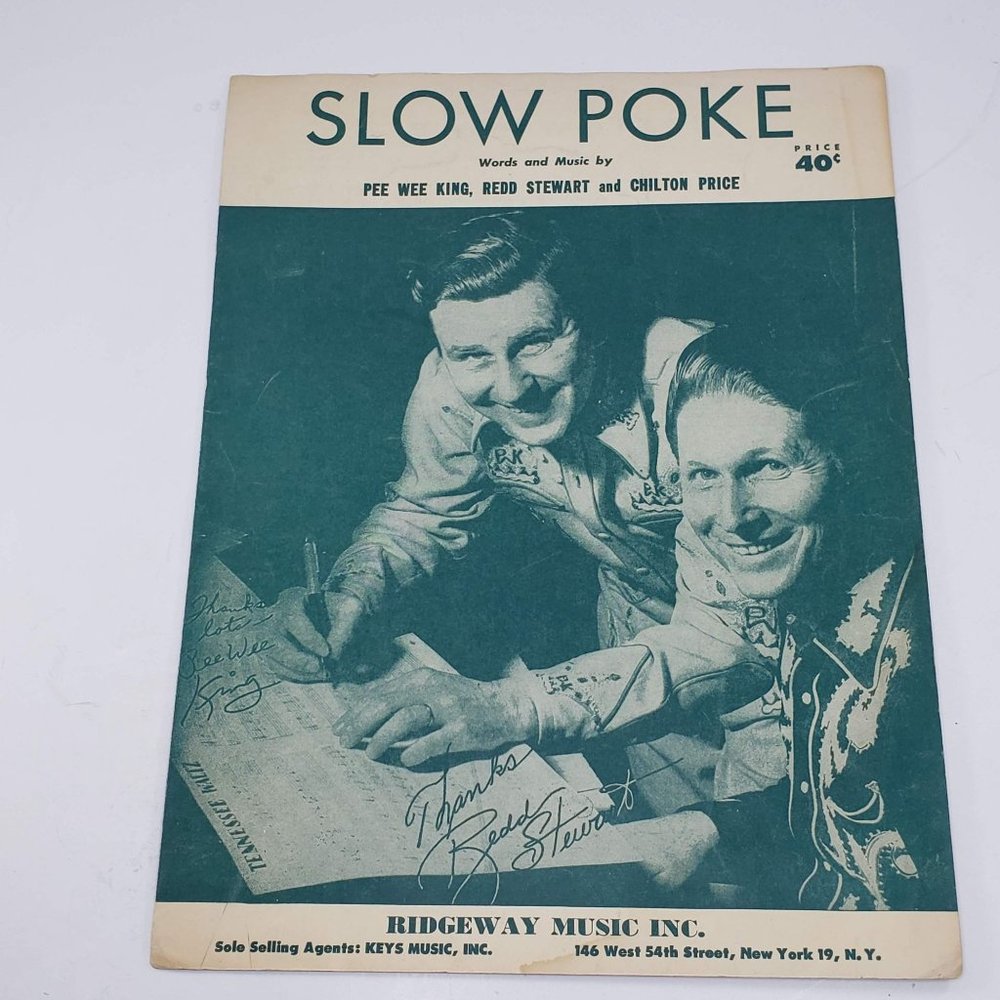 Vintage Slow Poke Pee Wee King Redd Stewart Chilton Price Sheet Music 1951